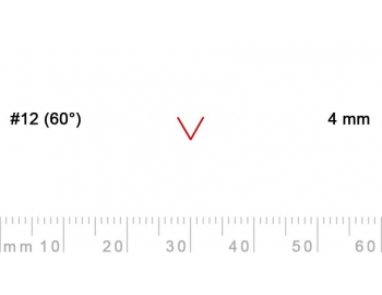 12/4-12/4, Pfeil, Gubia Recta  en V corte 12 (60°), 4mm, pico de gorrión-1.