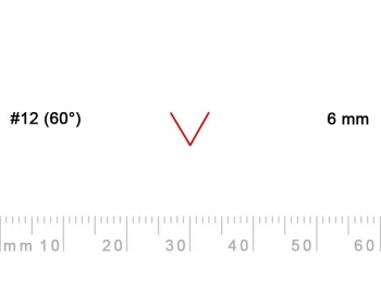 12/6-12/6, Pfeil, Gubia Recta  en V corte 12 (60°), 6mm, pico de gorrión-1.