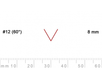 12/8-12/8, Pfeil, Gubia Recta  en V corte 12 (60°), 8mm, pico de gorrión-1.