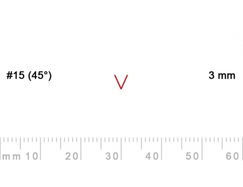 15/3-15/3, Pfeil, Gubia Recta  en V corte 15 (45°), 3mm, pico de gorrión-1.