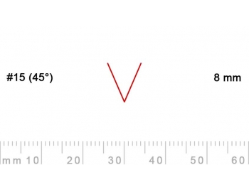 15/8-15/8, Pfeil, Gubia Recta  en V corte 15 (45°), 8mm, pico de gorrión-1.