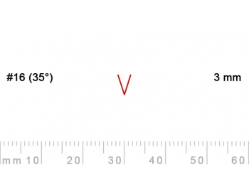 16/3-16/3, Pfeil, Gubia Recta  en V corte 16 (35°), 3mm, pico de gorrión-1.