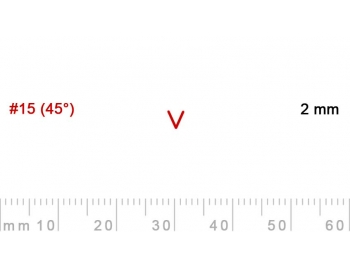 L 15/2-L 15/2, Pfeil, Gubia recta en V, corte 15 (45°), 2mm, mango pera-1.