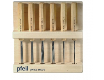 D 6er-Set de gubias 6pz medianas con stand de madera Pfeil D 6er-1.