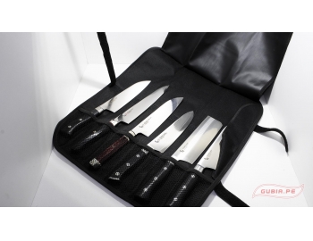 GUB0030-Estuche de cuero para 6pz cuchillos Zanmai GUB00030-1.
