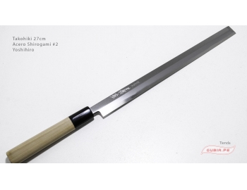 t27w2-Cuchillo Takohiki 27cm acero Shirogami #2 Yoshihiro t27w2-1.