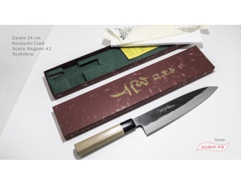 g24b2k-Cuchillo Gyuto 24cm acero Aogami #2 kurouchi clad Yoshihiro g24b2k-6.