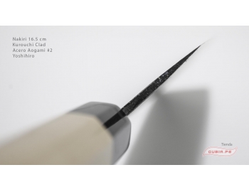 n165b2k-Cuchillo Nakiri 16.5cm acero Aogami #2 kurouchi clad Yoshihiro n165b2k-4.