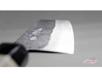 n165b2k-Cuchillo Nakiri 16.5cm acero Aogami #2 kurouchi clad Yoshihiro n165b2k-5.