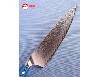 Ch21-056i-Gyuto 21cm mango azul acero 10Cr+damasco pluma Ch21-056i-2.