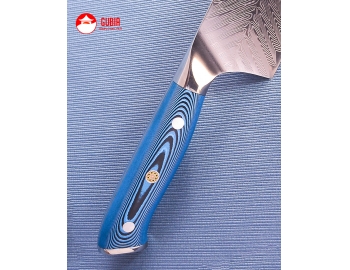 Ch21-056i-Cuchillo Gyuto 21cm mango azul acero 10Cr+damasco pluma Ch21-056i-3.