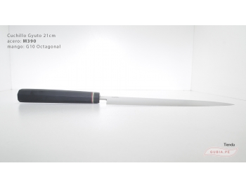 GUB0083-Cuchillo Gyuto 21 cm acero M390 mango G10 octagonal negro Italia GUB0083-5.