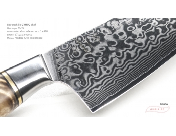 B30-CS-21-Cuchillo Gyuto 21cm acero 10Cr+damasco 67capas mango de madera de Sicomoro B30-CS-21-2.