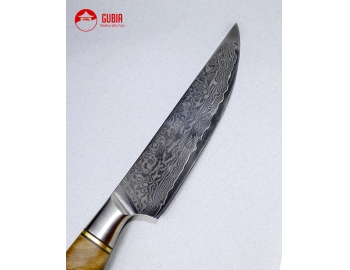B30-WY-Cuchillo de utilidad 13cm  acero 10Cr+damasco 67capas mango de madera de Sicomoro B30-WY-3.