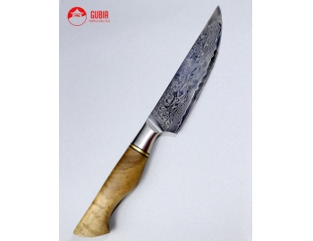 B30-WY-Cuchillo de utilidad 13cm  acero 10Cr+damasco 67capas mango de madera de Sicomoro B30-WY-1.