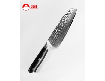 B13h-RS-Santoku 18cm acero 10Cr+damasco martillado 67capas Ebano B13h-RS-1.