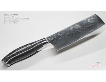 B20-XC-Cuchillo Nakiri 17cm acero 10Cr+damasco 67capas Elegante 雅 Pakka B20-XC-1.