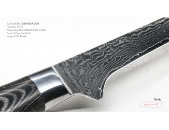 B20-TG-Cuchillo Deshuesar 15cm acero 10Cr+damasco 67capas Elegante 雅 Pakka B20-TG-2.