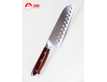 B13R-RS-Santoku  18cm acero 10Cr+Damasco.Mango Palo Rosa B13R -RS -1.