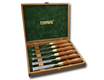 853200-Juego de formones 6pz con mango de madera caja de madera Narex 853200-1.