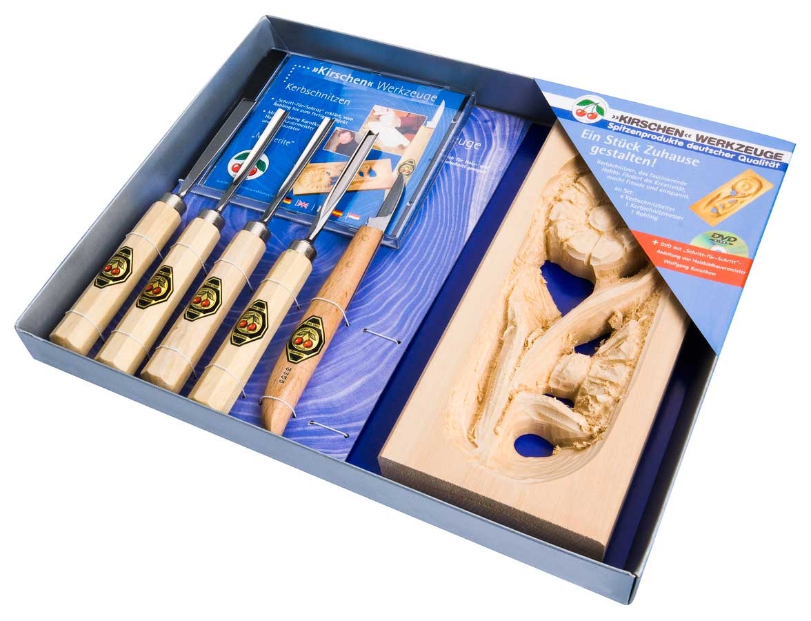 3436000, DOS CEREZAS, Juego 4 gubias basicas+1 cuchillo+DVD paso a paso 3436000, DOS CEREZAS, Juego 4 gubias basicas+1 cuchillo+DVD paso a paso