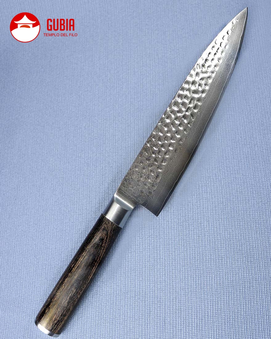 Cuchillo Gyuto 20cm acero 10Cr+damasco Cafe B1h-CS-21