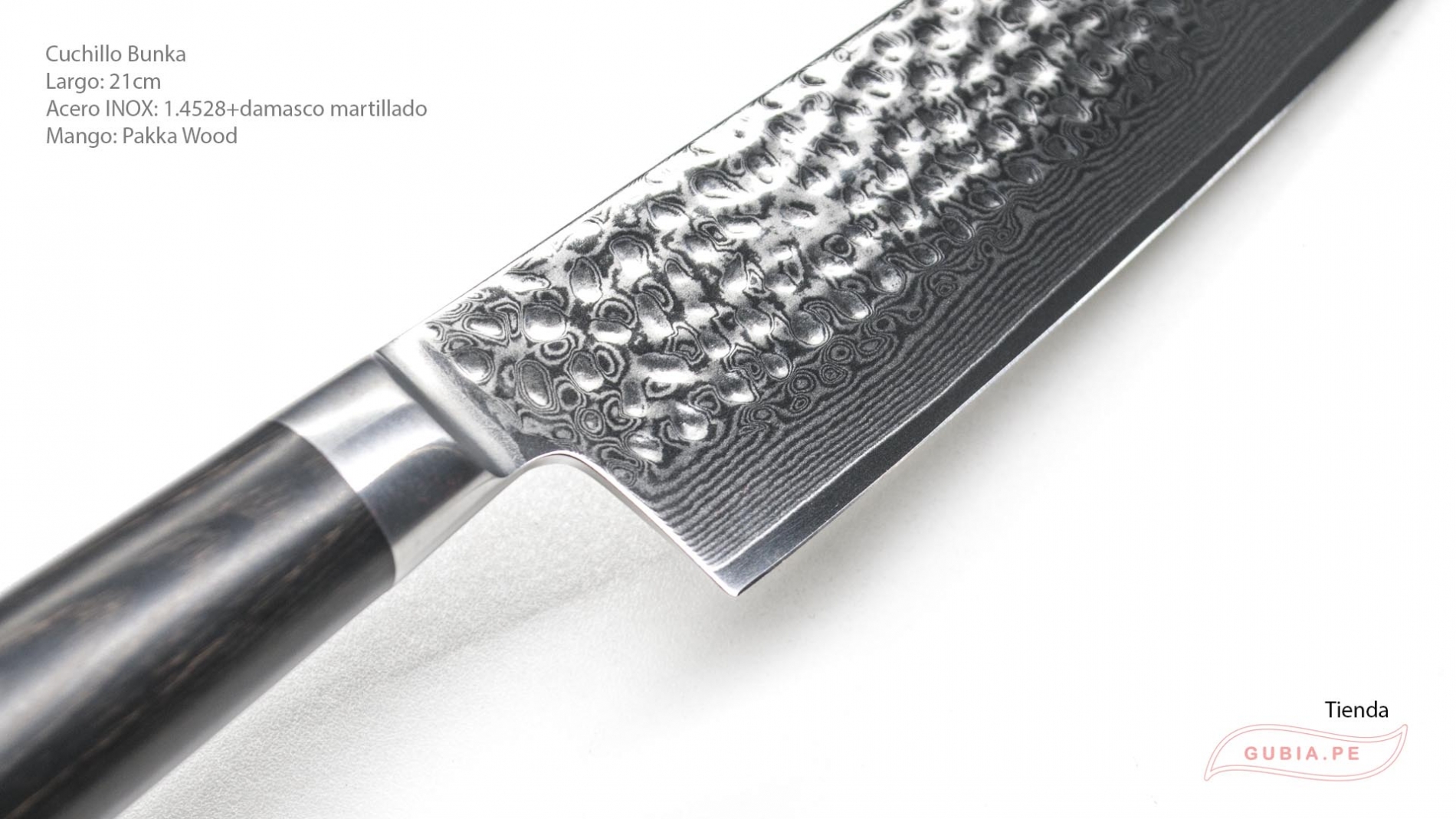 Cuchillo Gyuto 20cm acero 10Cr+damasco Cafe B1h-CS-21