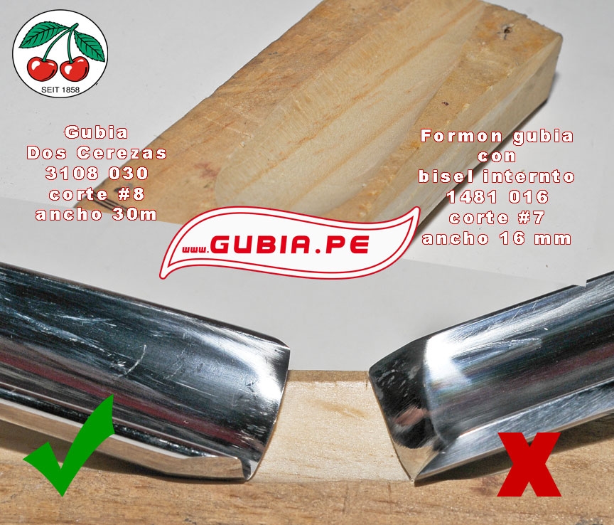 3136016-3136016, DOS CEREZAS, corte #6 / 16mm, Gubia Cucharita, REVERSA, curvada -max-7.