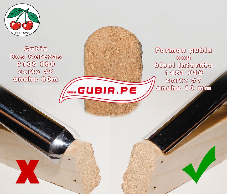 3136016-3136016, DOS CEREZAS, corte #6 / 16mm, Gubia Cucharita, REVERSA, curvada -max-8.