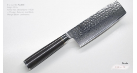 B1z-XC-Cuchillo Nakiri 17cm acero 10Cr+damasco martillado 67capas Ebano+Bronce B1z-XC.