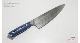 Ch21-056i-Cuchillo Gyuto 21cm mango azul acero 10Cr+damasco pluma Ch21-056i.