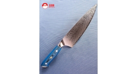 Ch21-056i-Gyuto 21cm mango azul acero 10Cr+damasco pluma Ch21-056i.
