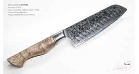 B30-RS-Cuchillo Santoku 18cm acero 1.4528+damasco 67capas mango de madera de Sicomoro B30-RS .