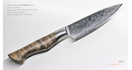 B30-WY-Cuchillo de utilidad 13cm  acero 1.4528+damasco 67capas mango de madera de Sicomoro B30-WY.
