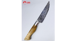 B30-WY-Cuchillo de utilidad 13cm  acero 10Cr+damasco 67capas mango de madera de Sicomoro B30-WY.