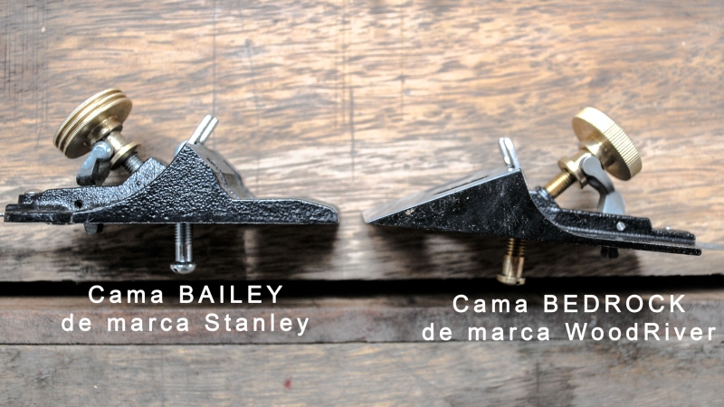 Comparacion de vista desde costado de la cama de cepillo manual Woodriver Bedrock vs. Bailey Stanley