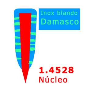 Sección transversal de acero -1-4528 y Damasco
